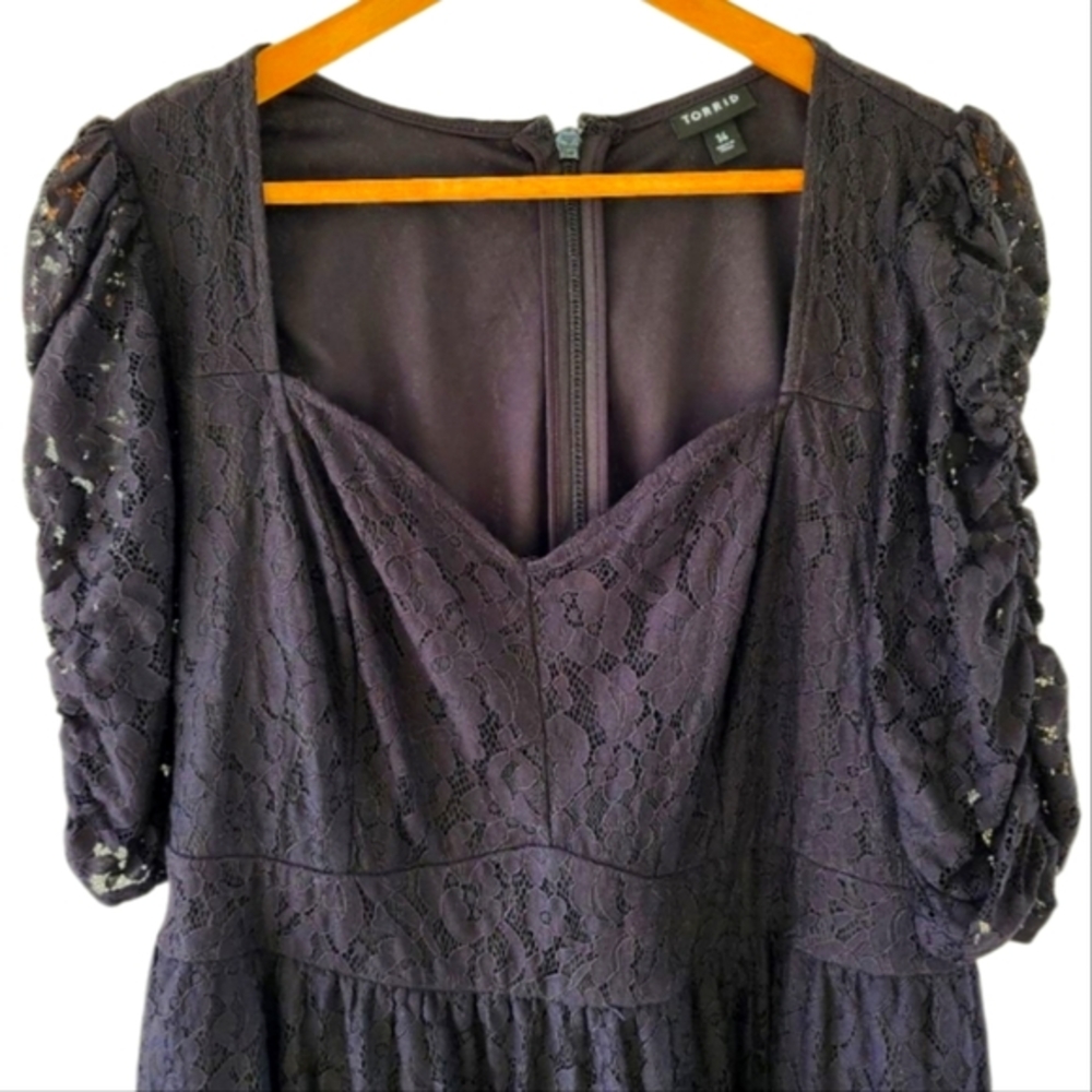 Torrid Black Lace Overlay Party Cocktail Midi Dress Plus Size 20 - Picture 9 of 11